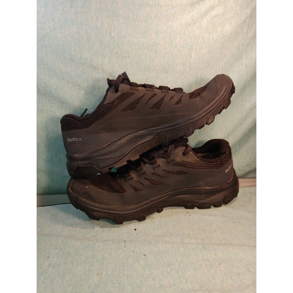 Salomon Outline Low Gore-Tex Youth Shoes Black/Green Hiking Sneakers Sz 4.5